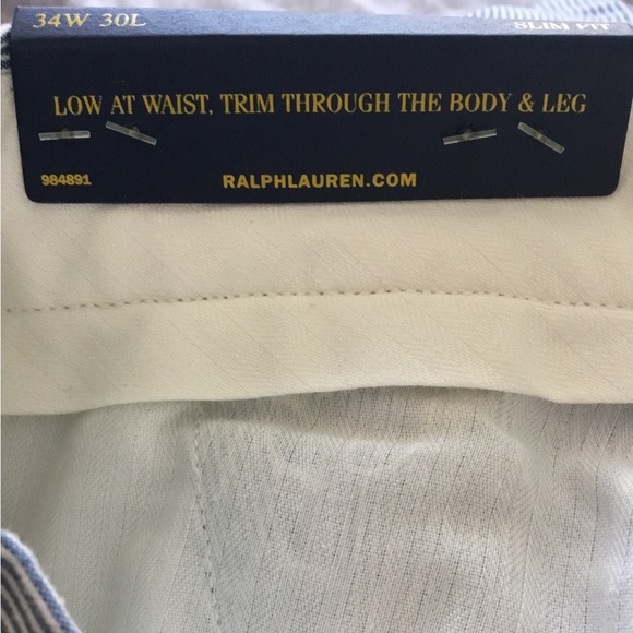 Polo Ralph Lauren Slim Fit Blue and White Pinstriped Pants NWT - Picture 5 of 10